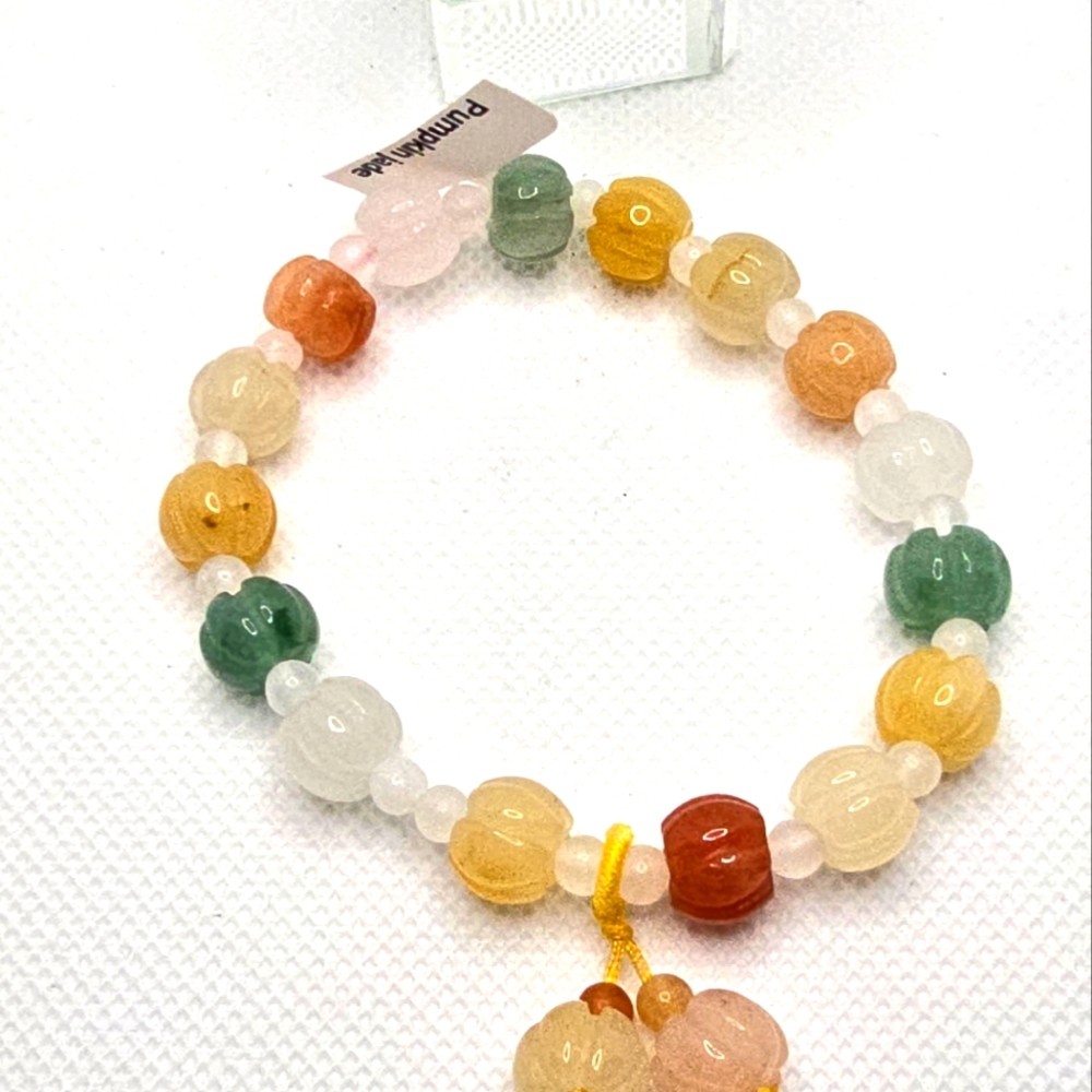 Pumpkin Rainbow Jade Bracelet - Picture 2 of 2